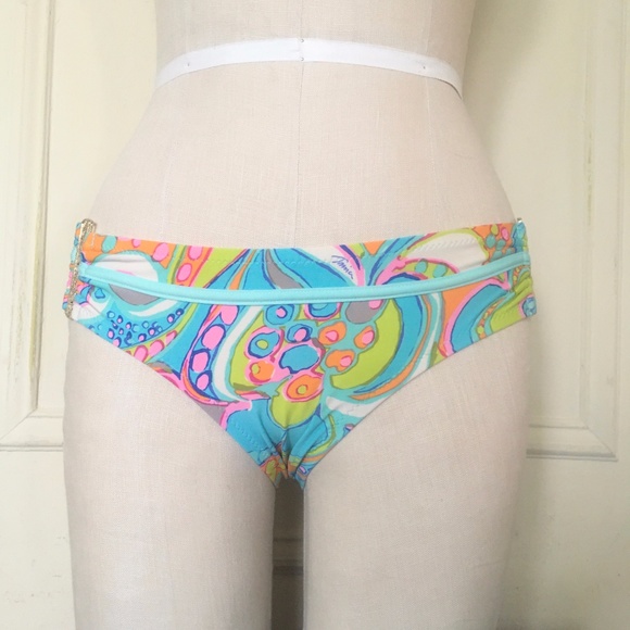 Trina Turk Turquoise Paisley BIKINI Bottoms - swimsuit bathing suit SMALL MEDIUM - Picture 1 of 10